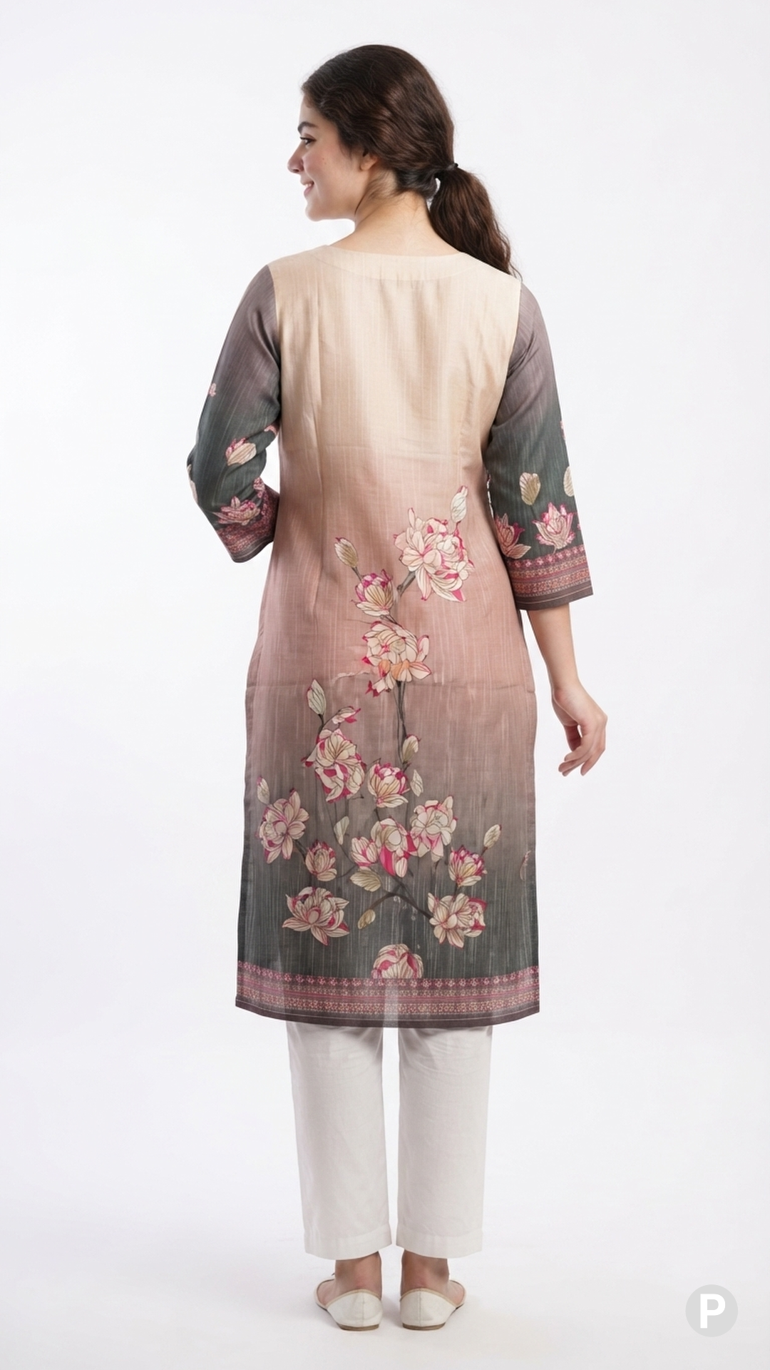Grey Cotton Straight Single Kurti | P19793