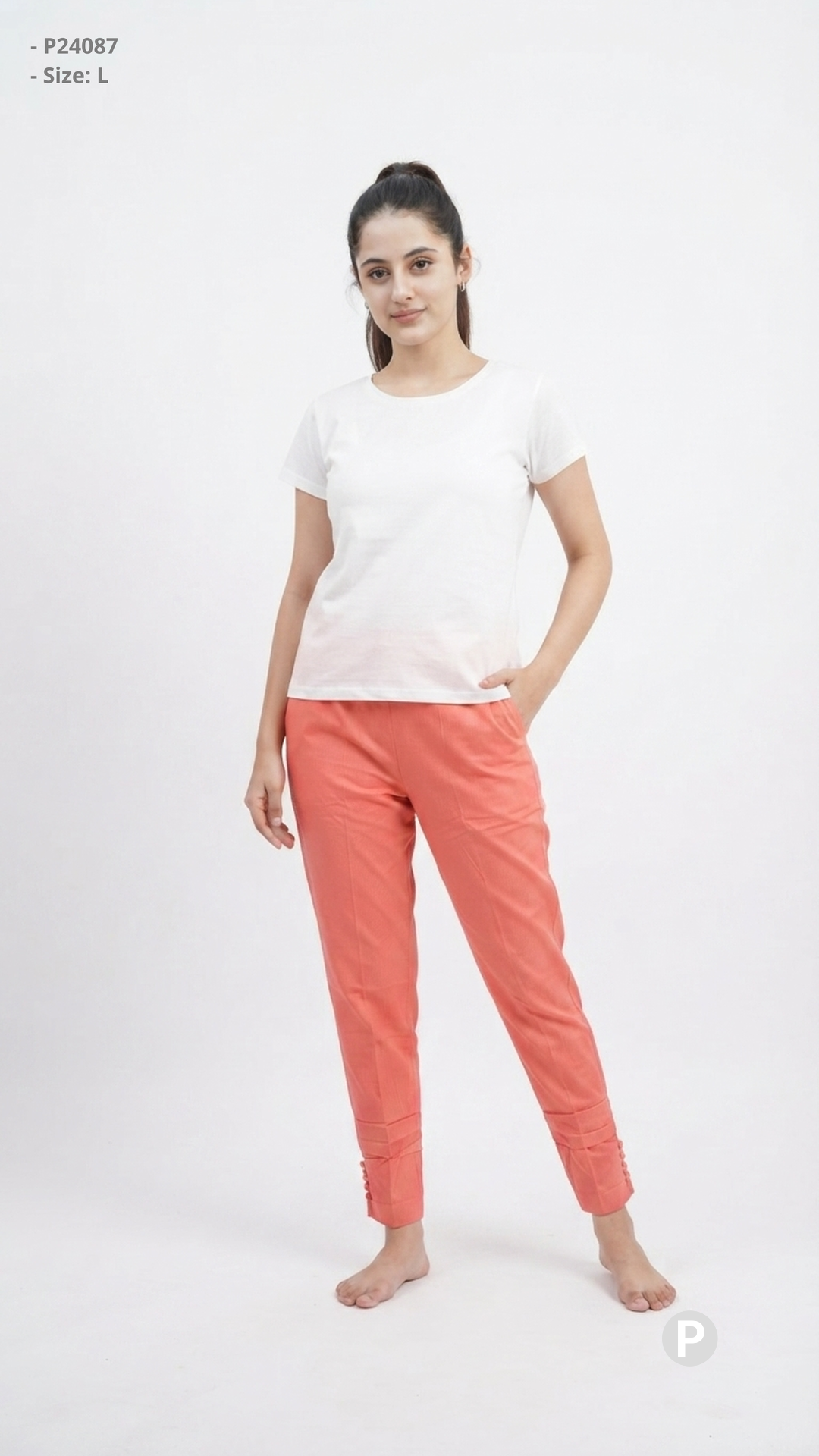 Orange Cotton Straight Trouser | P24087