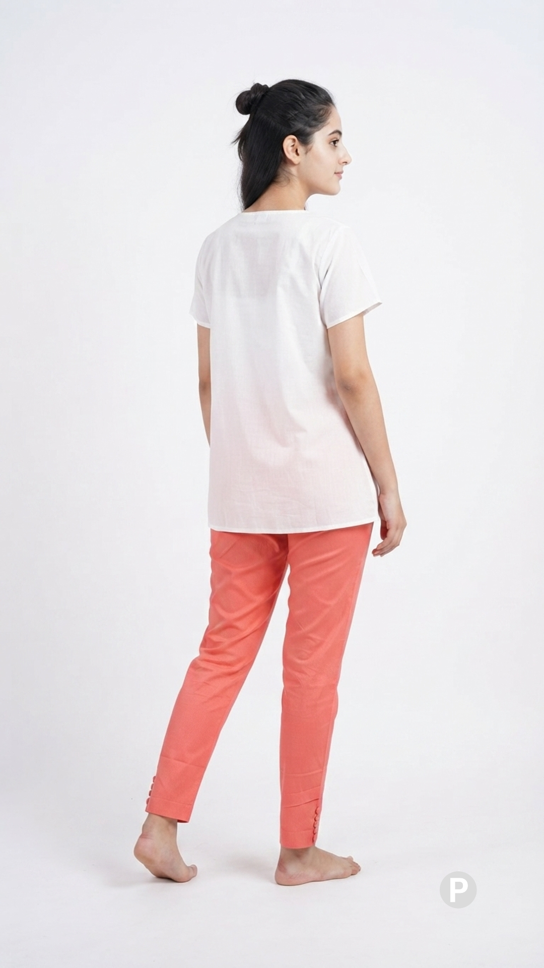 Orange Cotton Straight Trouser | P24087