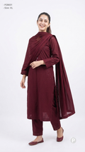Maroon Cotton Embroidered Mirror Work Kurti Set | P28651