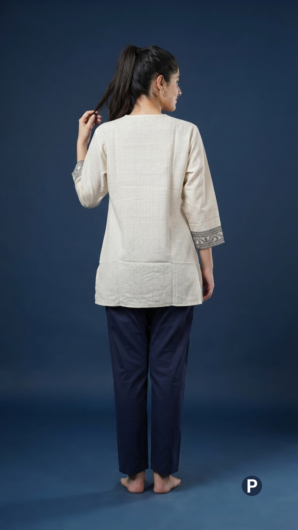 Off White Cotton Plain Short Kurti | P32869
