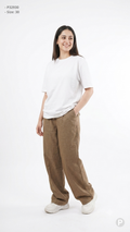 Brown Linen Baggy Jeans | P32930