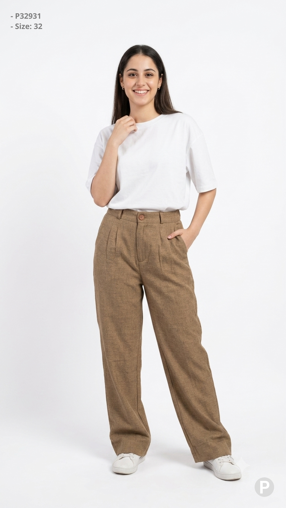 Brown Linen Loose Jeans | P32931