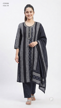 Black Cotton Printed Kurti Set | P35586
