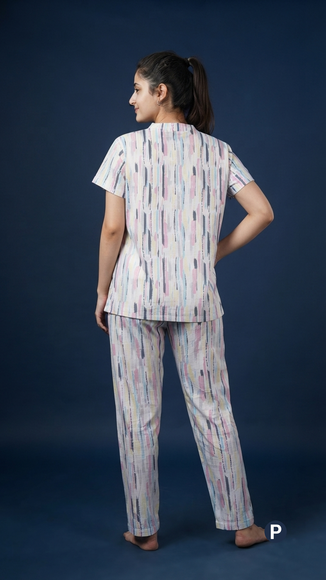 Off White Printed Night Suit | P37642