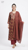 Maroon Cotton Printed Kurti Set | P37791