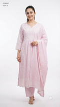 Light Pink Cotton Chikankari Kurti Set | P38047