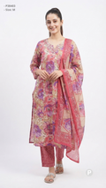 Beige Cotton Printed Kurti Set | P38403