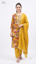 Yellow Cotton Printed Kurti Set | P38423