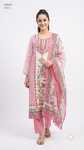 White Pink Cotton Printed Kurti Set | P38427