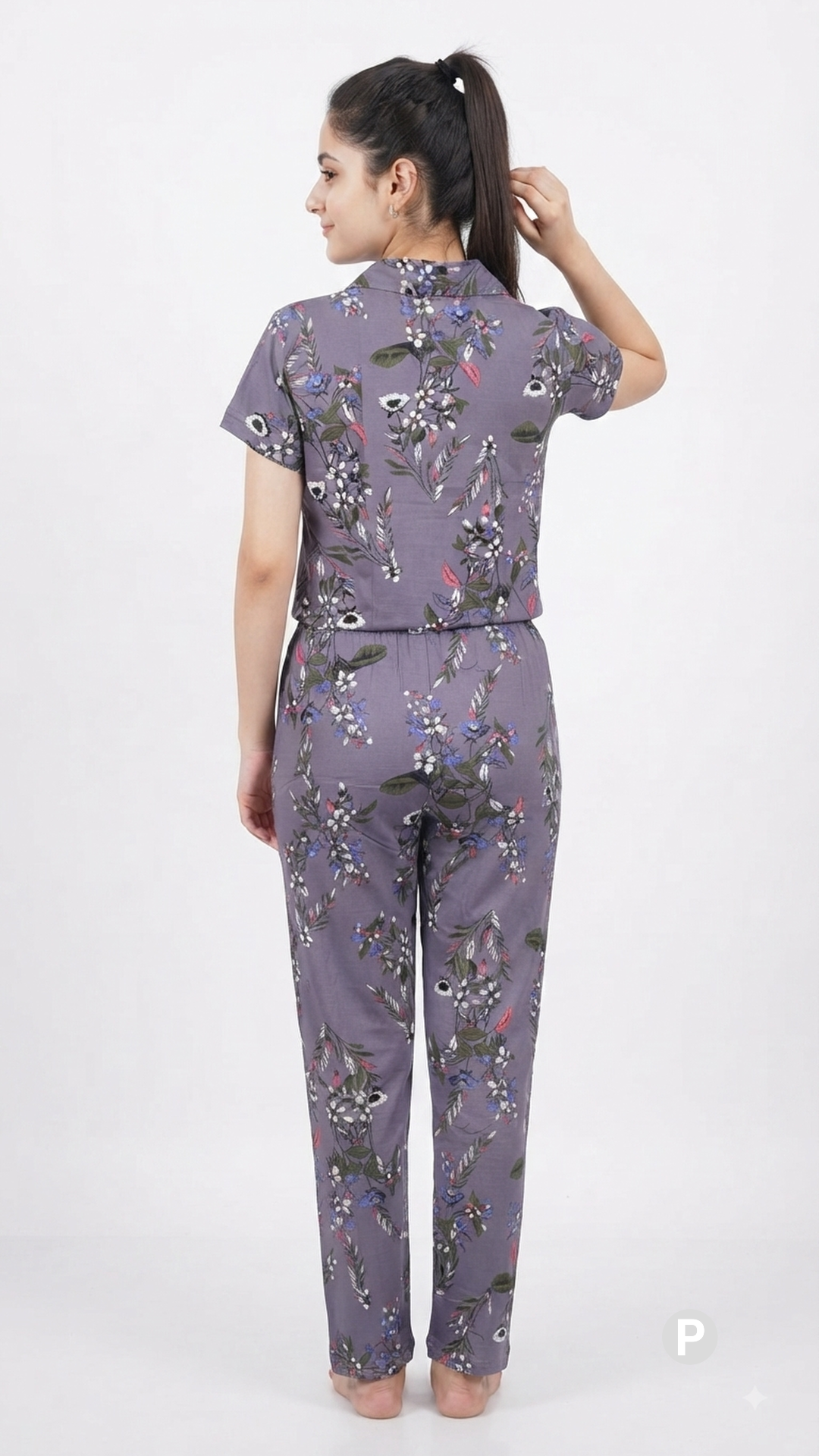 Lavender Printed Night Suit | P38480