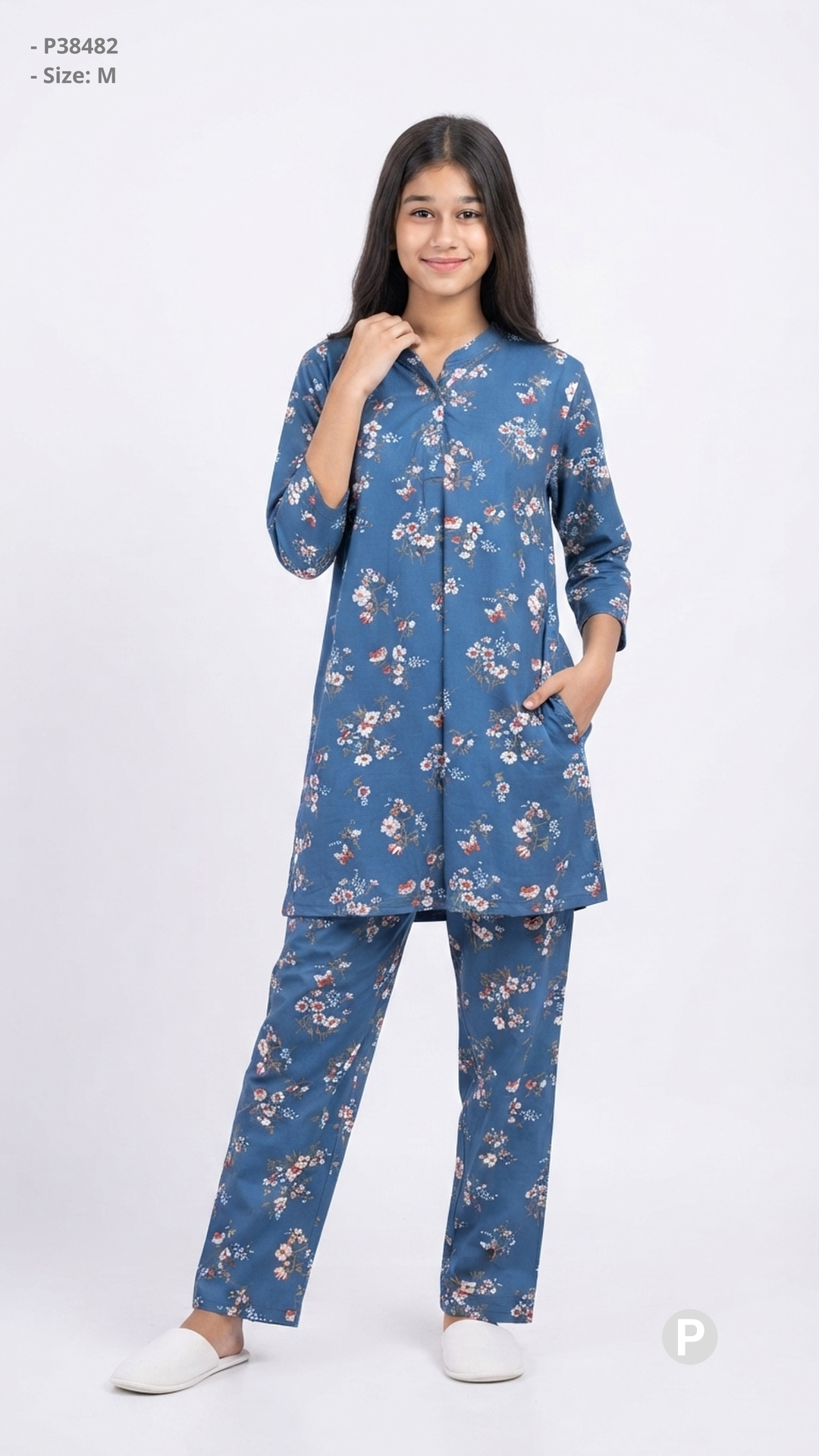 Blue Printed Night Suit | P38482