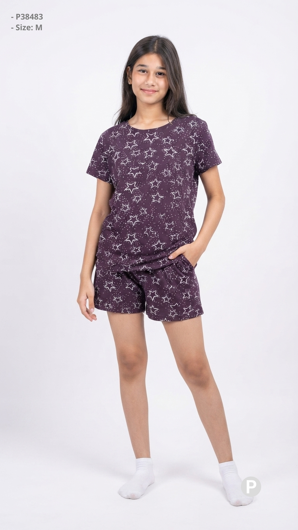 Purple Printed Night Suit | P38483