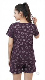 Purple Printed Night Suit | P38483