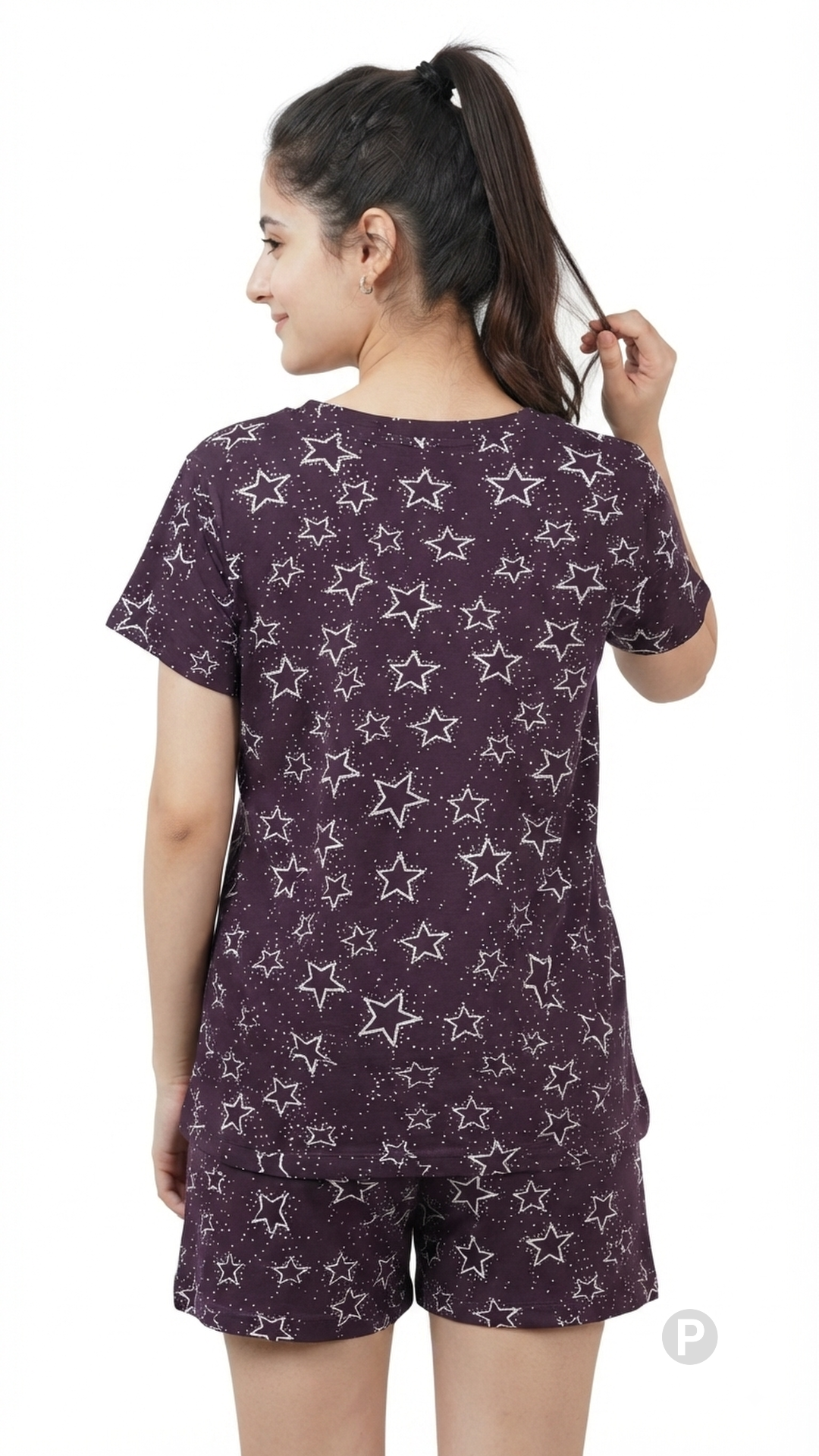 Purple Printed Night Suit | P38483
