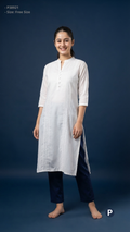 White Cotton Straight Single Kurti | P38921