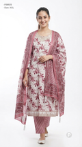 White & Maroon Cotton Printed Kurti Set | P38925
