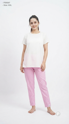Pink Cotton Straight Trouser | P39267