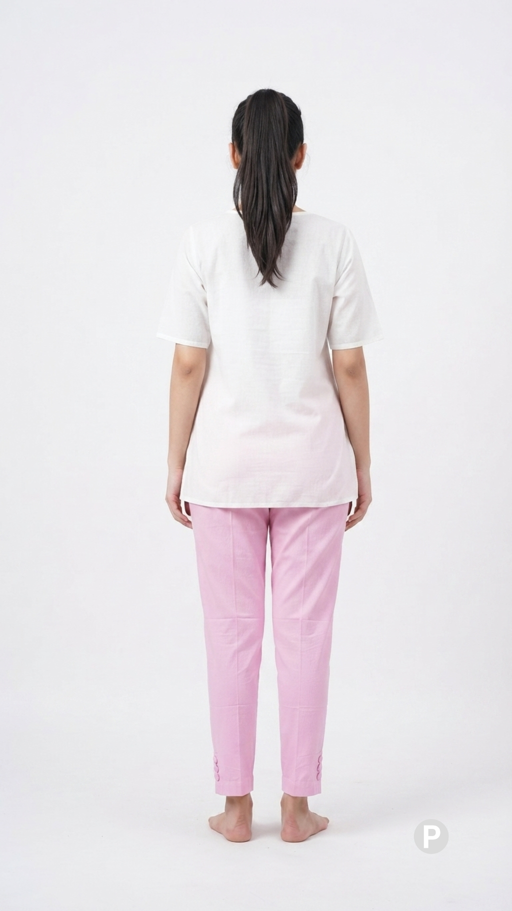 Pink Cotton Straight Trouser | P39267