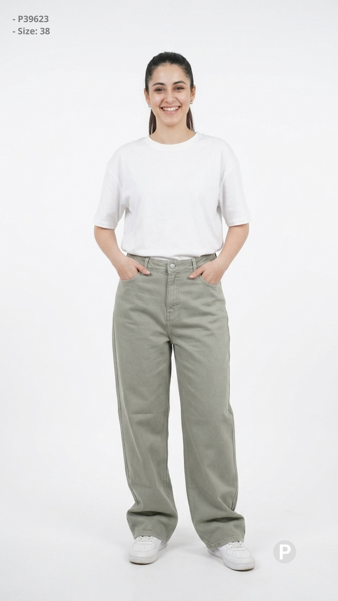 Light Green Denim Baggy Jeans | P39623