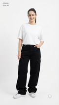 Black Denim Baggy Cargo Jeans | P39638