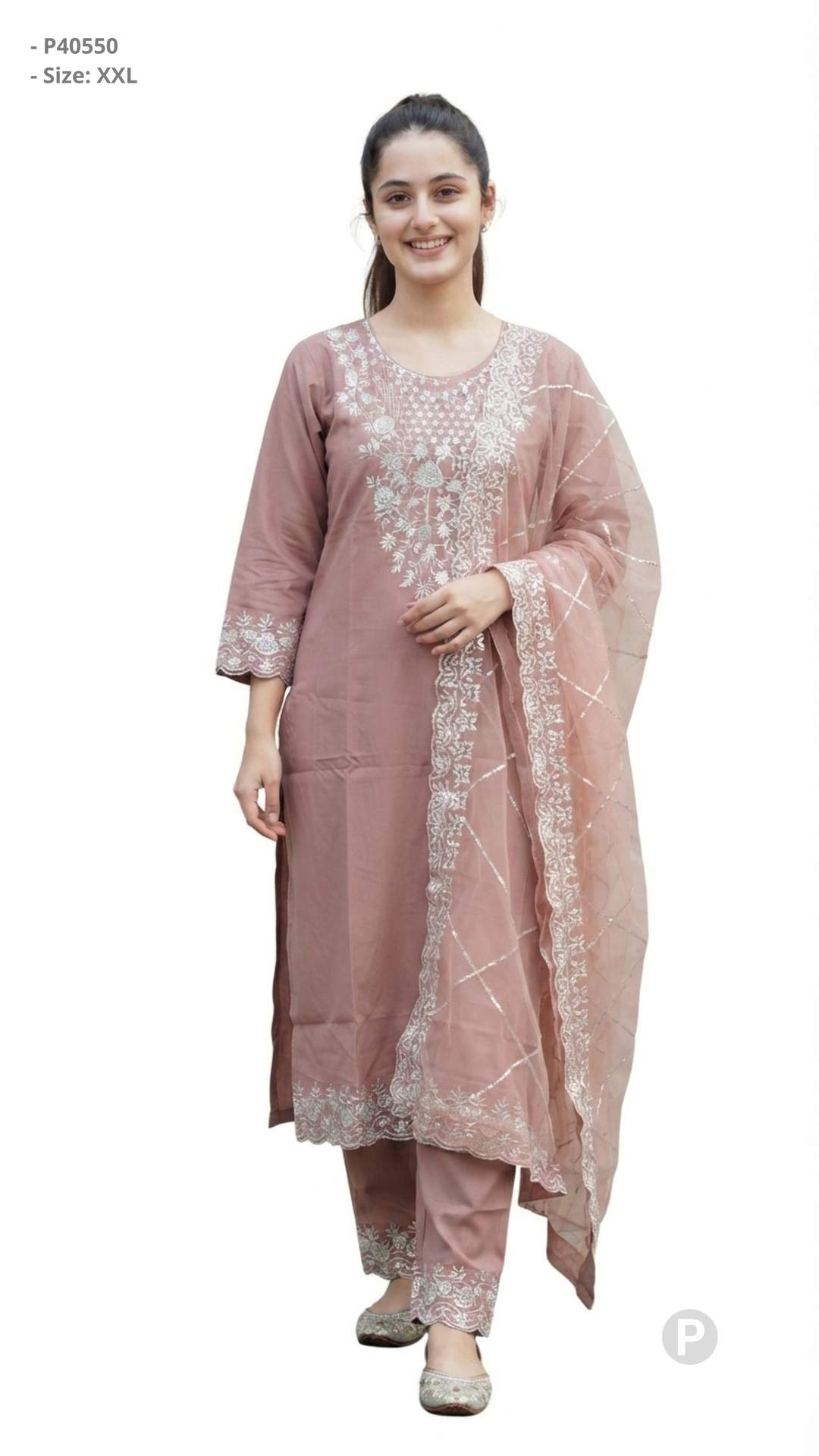 Pink Cotton Kurti Set | P40550