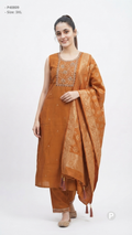 Mustard Chanderi Straight Kurti Set | P40809