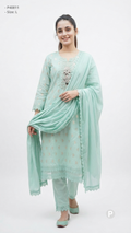 Light Blue Cotton Printed Kurti Set | P40811