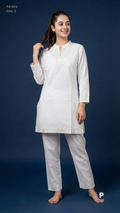 White Cotton Chikankari Short Kurti | P41974