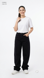 Black Denim Baggy Cargo Jeans | P43022
