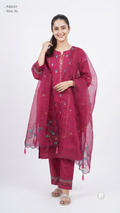 Pink Cotton Embroidered Kurti Set | P45231