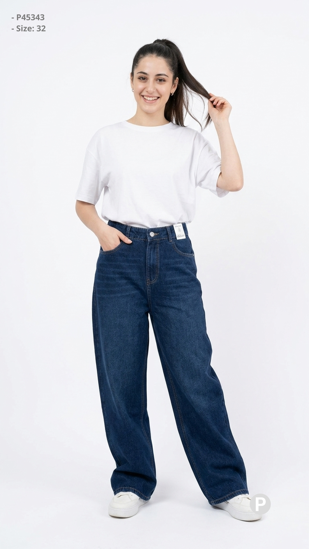 Dark Blue Denim Baggy Jeans | P45343