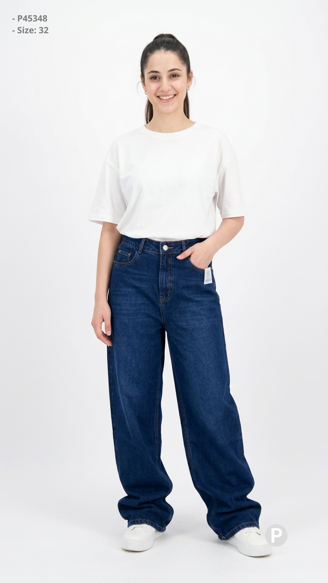 Dark Blue Denim Baggy Jeans | P45348