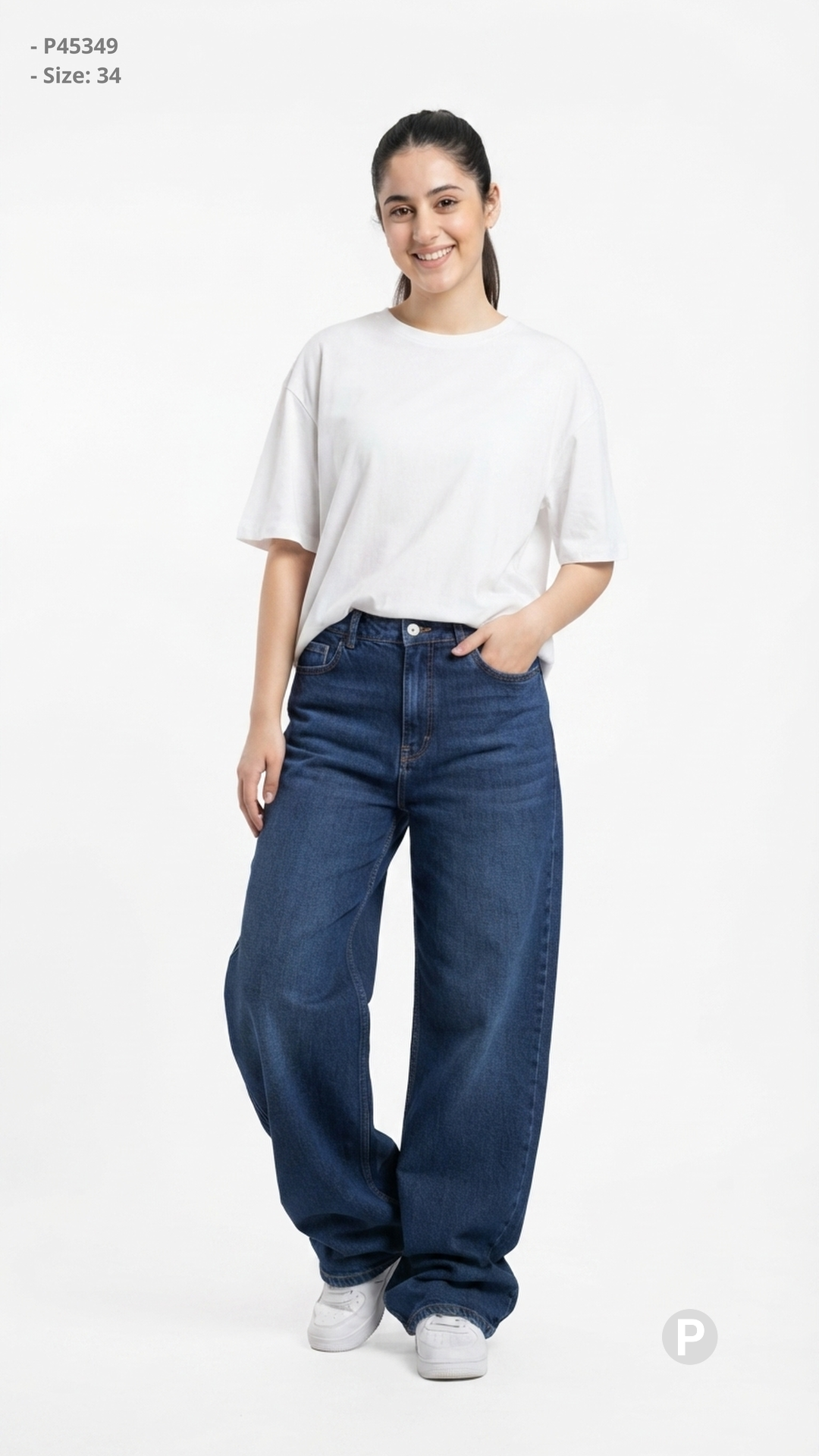 Dark Blue Denim Baggy Jeans | P45349