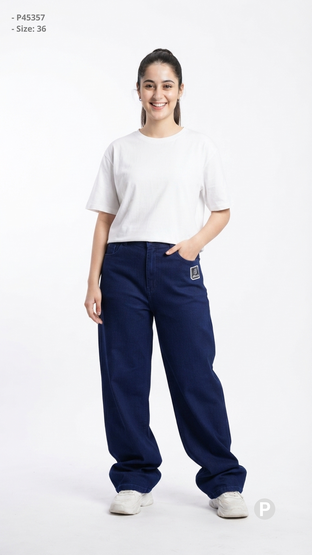 Navy Blue Denim Baggy Jeans | P45357
