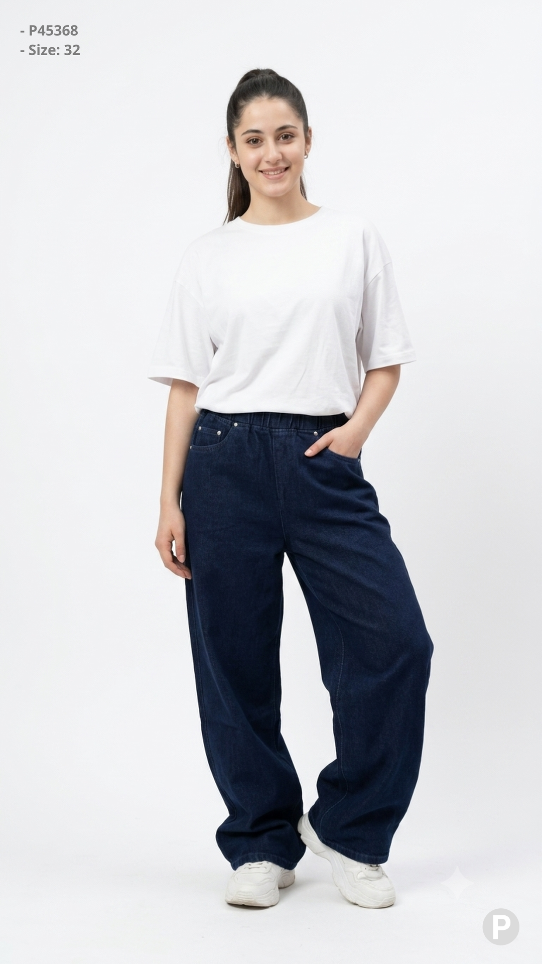 Navy Blue Denim Baggy Jeans | P45368