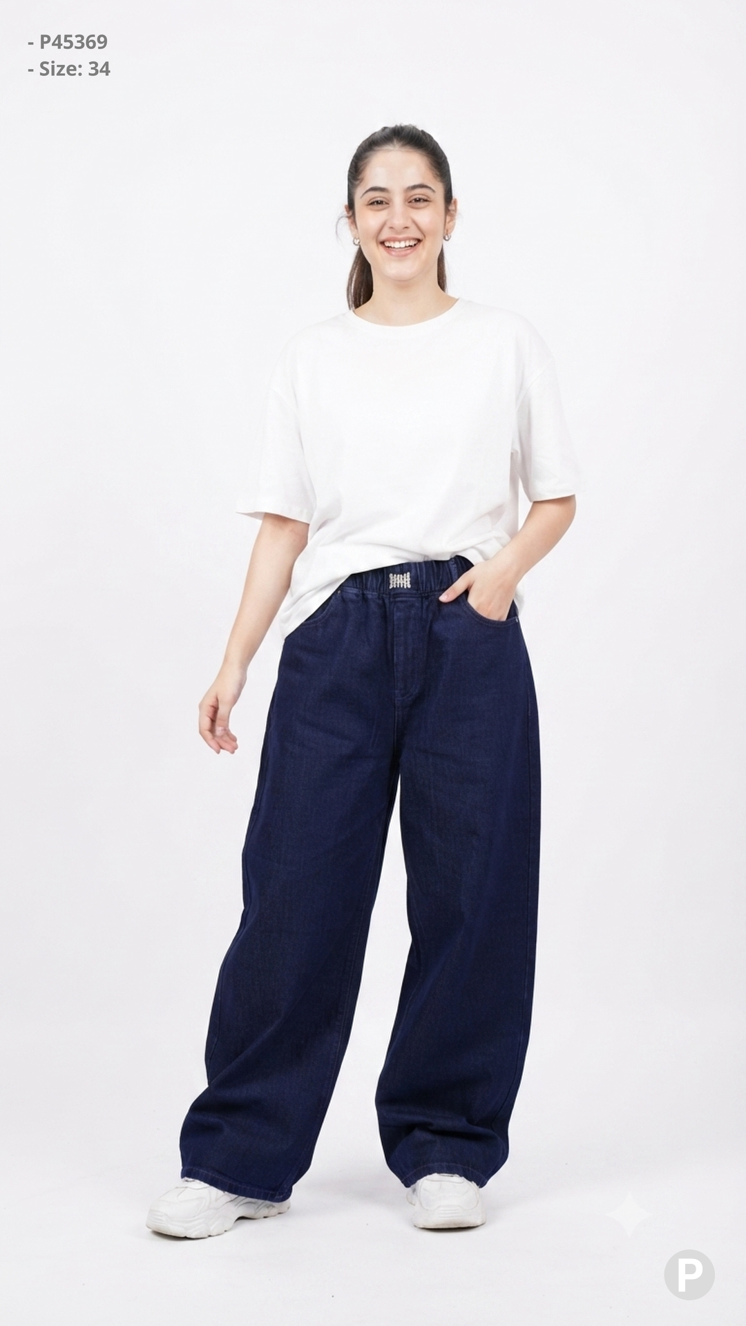 Navy Blue Denim Baggy Jeans | P45369
