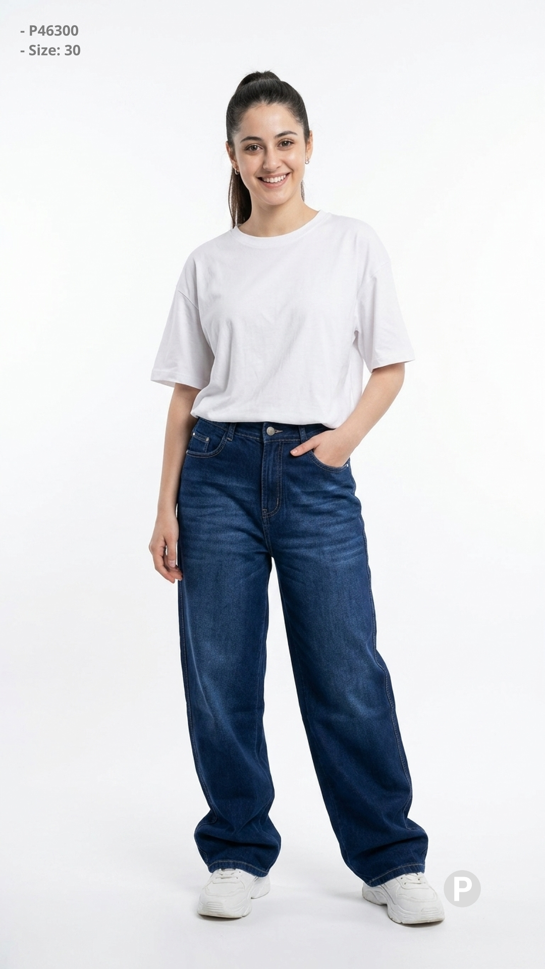 Dark Blue Denim Loose Jeans | P46300