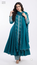 Teal Cotton Printed Kurti Set | P46748