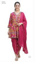 Pink Floral Printed Short Frock Kurti| P46824