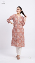 Pink Cotton Straight Single Kurti | P46952