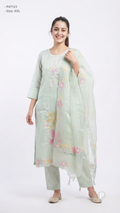 Light Green Cotton Printed Kurti Set | P47121