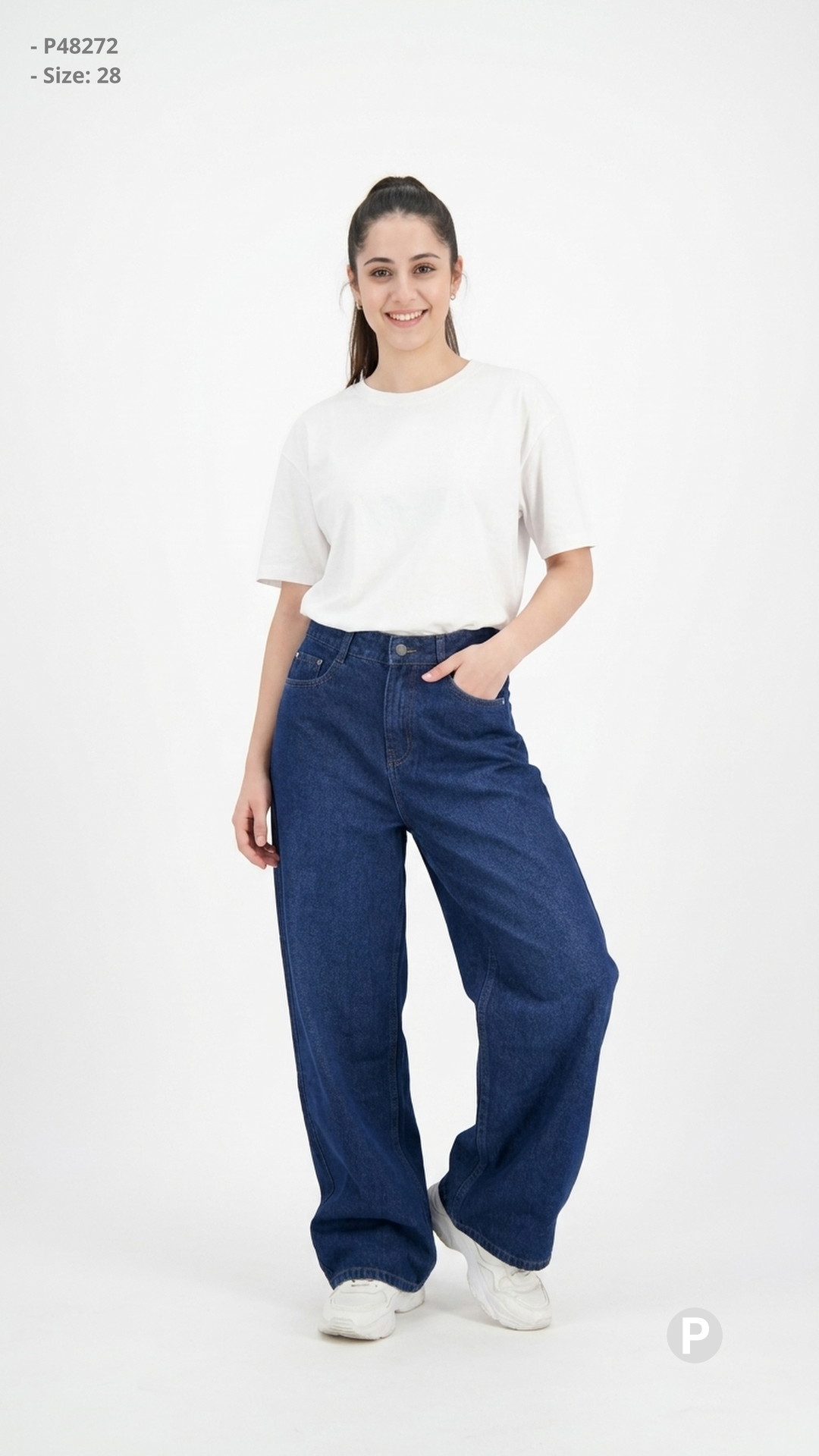 Dark Blue Denim Baggy Jeans | P48272