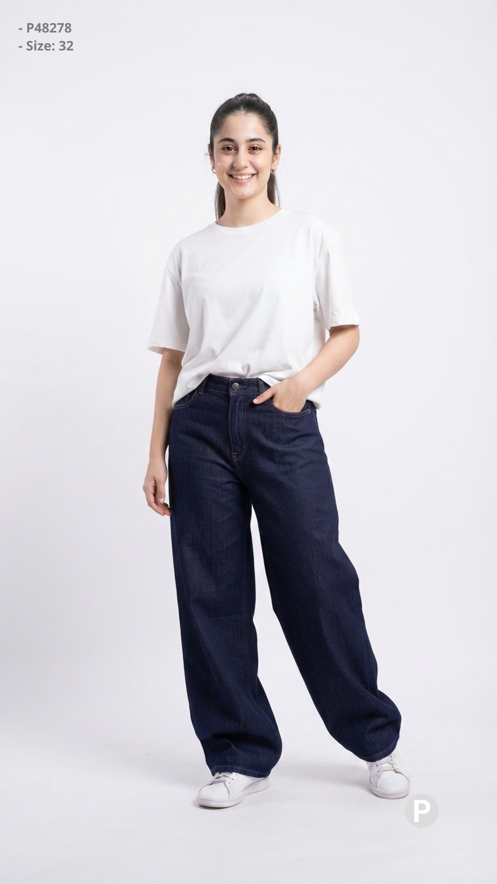 Navy Blue Denim Baggy Jeans | P48278