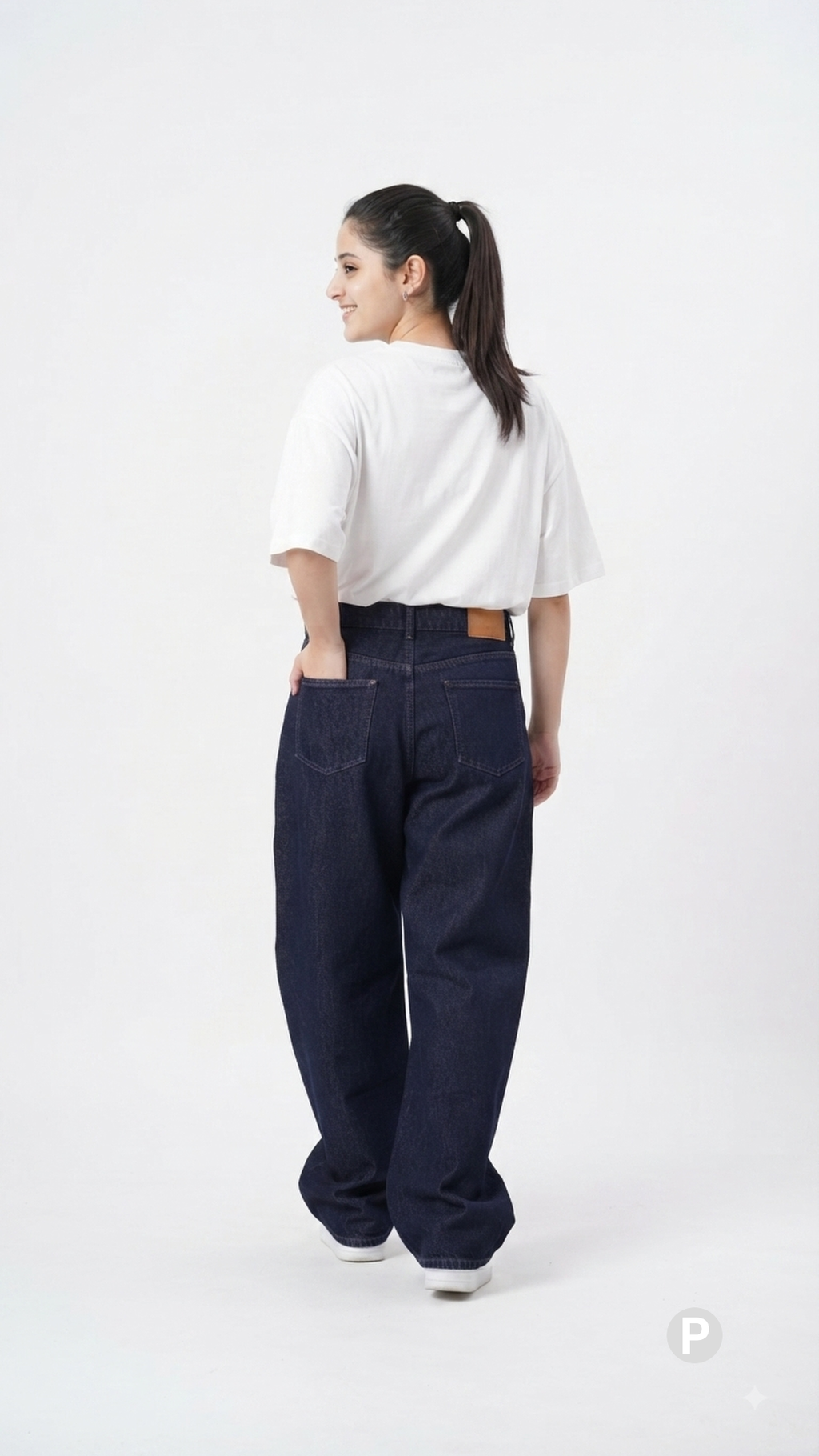 Navy Blue Denim Baggy Jeans | P48278