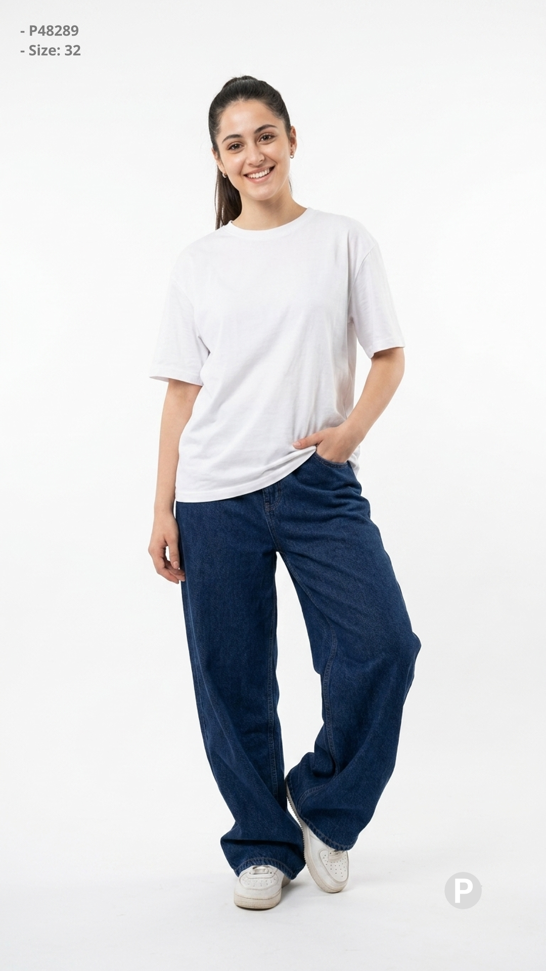 Dark Blue Denim Baggy Jeans | P48289