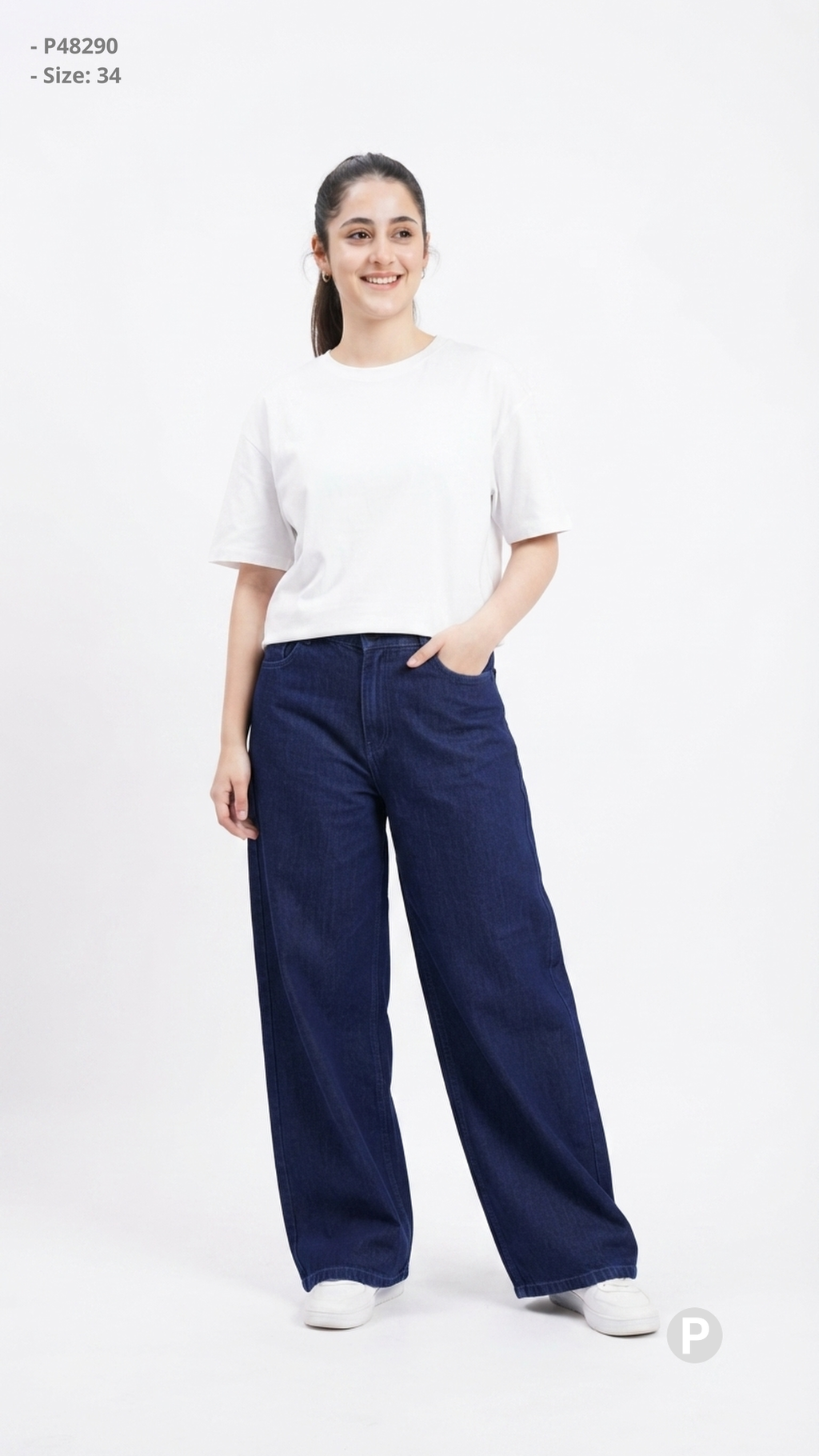 Navy Blue Denim Baggy Jeans | P48290