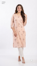 Cream Cotton Straight Single Kurti | P48546