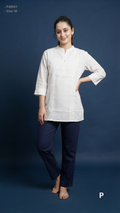 White Cotton Plain Short Kurti | P48561