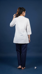 White Cotton Plain Short Kurti | P48561